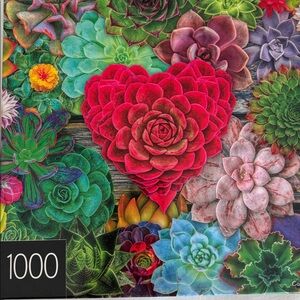 Vibrant Succulent Heart Puzzle and Vibrant Rocks/Minerals Puzzle - Set of 2